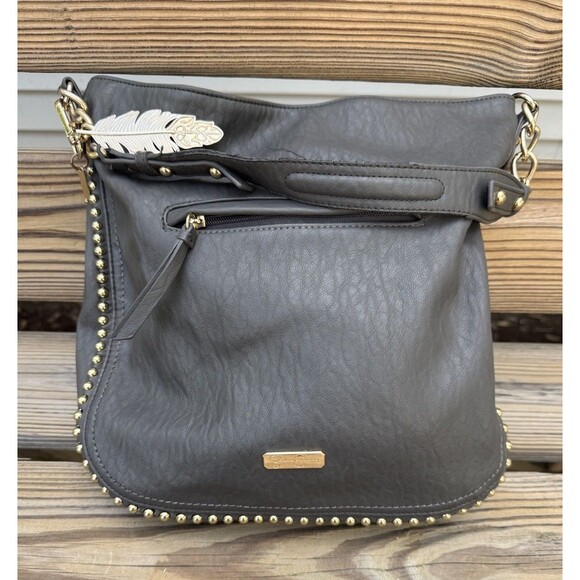 Jessica Simpson Camille Studded Hobo Bag Charcoal Gray $108 MSRP - Picture 1 of 12